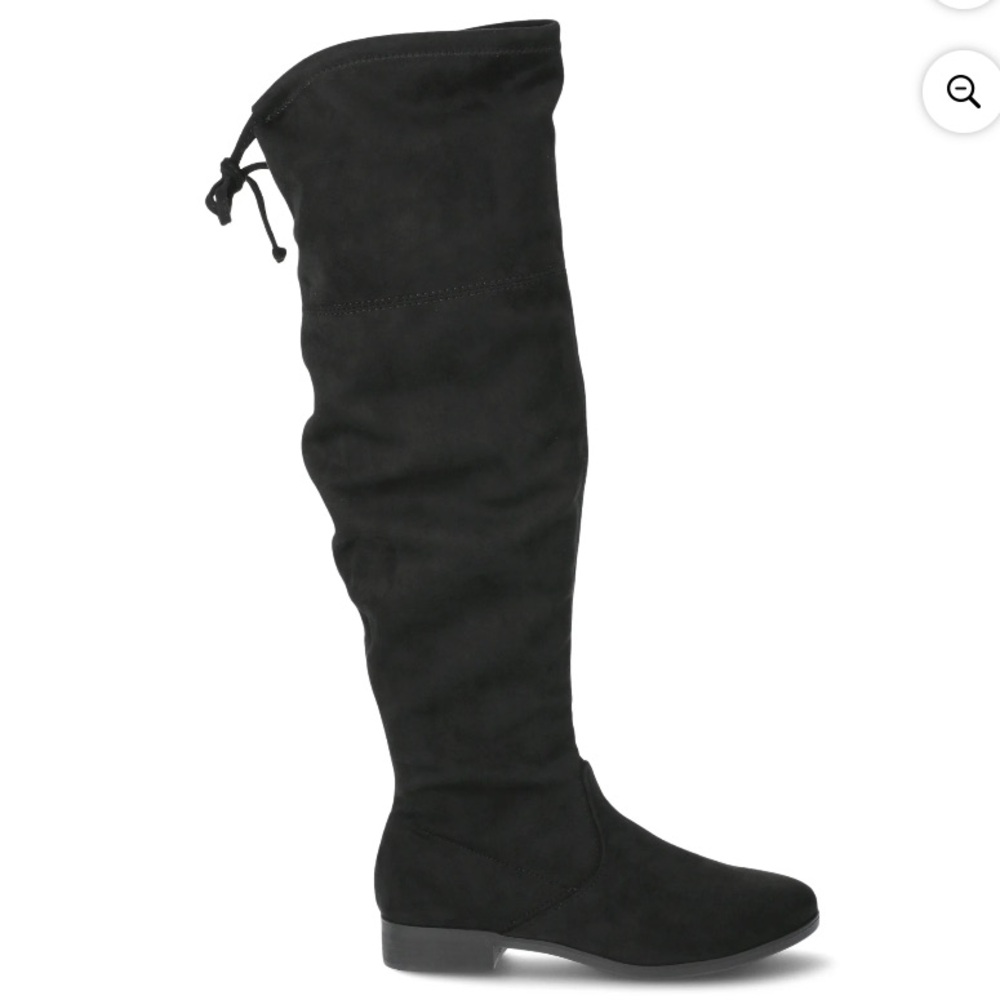 Suede Over-the-Knee Black Boots Wide Width